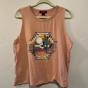 Boho Aztec salmon color graphic tank